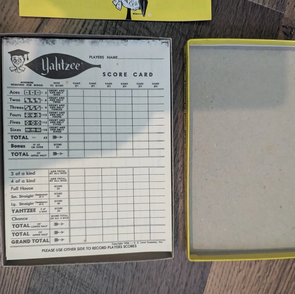 Vintage 1956 Yahtzee Score Pads (4) Original‎ Box Full 1972 Instruction Booklet